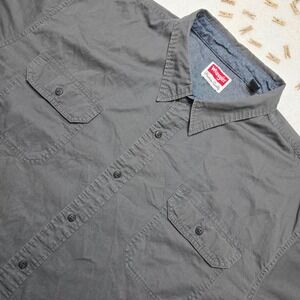 Wrangler Premium Quality Button Up Shirt Men's 3XL Short Sleeve Gray‎